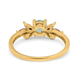 Art Deco Round Natural Stone Floral Ring