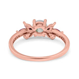 Art Deco Round Natural Stone Floral Ring