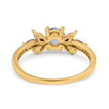 Art Deco Round Natural Stone Floral Ring