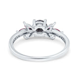 Art Deco Round Natural Stone Floral Ring