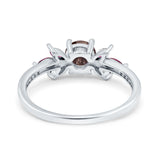 Art Deco Round Natural Stone Floral Ring