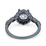 Art Deco Round Natural Stone Floral Ring