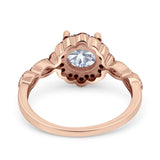 Art Deco Round Natural Stone Floral Ring