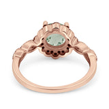 Art Deco Round Natural Stone Floral Ring