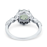 Art Deco Round Natural Stone Floral Ring