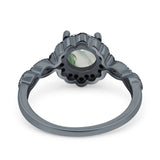 Art Deco Round Natural Stone Floral Ring