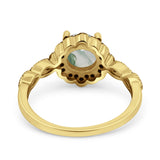 Art Deco Round Natural Stone Floral Ring