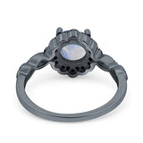 Art Deco Round Natural Stone Floral Ring