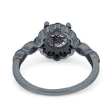 Art Deco Round Natural Stone Floral Ring