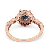 Art Deco Round Natural Stone Floral Ring