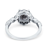 Art Deco Round Natural Stone Floral Ring