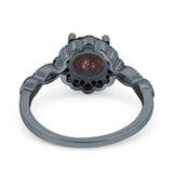 Art Deco Round Natural Stone Floral Ring