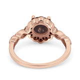 Art Deco Round Natural Stone Floral Ring