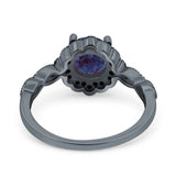 Art Deco Round Natural Stone Floral Ring