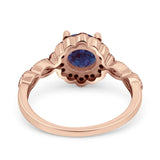 Art Deco Round Natural Stone Floral Ring