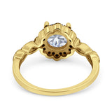 Art Deco Round Natural Stone Floral Ring