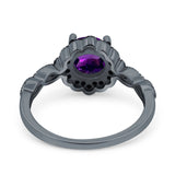 Art Deco Round Natural Stone Floral Ring