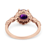 Art Deco Round Natural Stone Floral Ring