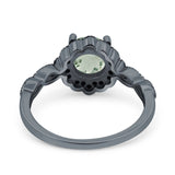 Art Deco Round Natural Stone Floral Ring