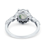 Art Deco Round Natural Stone Floral Ring