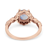 Art Deco Round Natural Stone Floral Ring