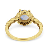 Art Deco Round Natural Stone Floral Ring