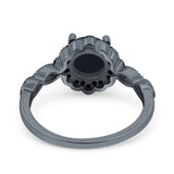 Art Deco Round Natural Stone Floral Ring