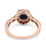 Art Deco Round Natural Stone Floral Ring