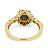 Art Deco Round Natural Stone Floral Ring