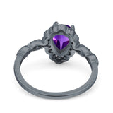 Vintage Style Pear Teardrop Natural Stone Ring