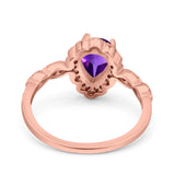 Vintage Style Pear Teardrop Natural Stone Ring