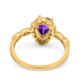 Vintage Style Pear Teardrop Natural Stone Ring