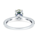 Two Tone Oval Natural Stone Wedding Ring