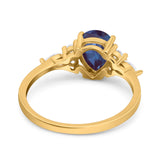 Vintage Style Pear Teardrop Natural Stone Ring