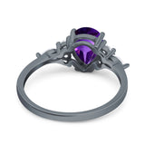 Vintage Style Pear Teardrop Natural Stone Ring