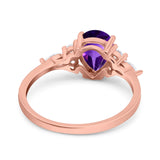 Vintage Style Pear Teardrop Natural Stone Ring