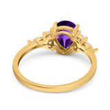 Vintage Style Pear Teardrop Natural Stone Ring