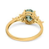 Vintage Style Pear Teardrop Natural Stone Ring