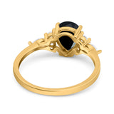 Vintage Style Pear Teardrop Natural Stone Ring