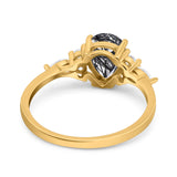 Vintage Style Pear Teardrop Natural Stone Ring