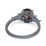 Vintage Style Pear Teardrop Natural Stone Ring