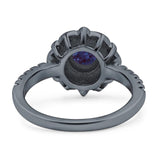 Art Deco Round Natural Stone Floral Ring