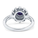 Art Deco Round Natural Stone Floral Ring