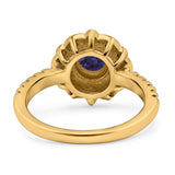 Art Deco Round Natural Stone Floral Ring