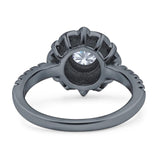Art Deco Round Natural Stone Floral Ring