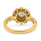Art Deco Round Natural Stone Floral Ring