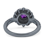 Art Deco Round Natural Stone Floral Ring