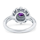 Art Deco Round Natural Stone Floral Ring