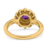 Art Deco Round Natural Stone Floral Ring