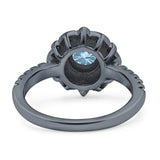 Art Deco Round Natural Stone Floral Ring